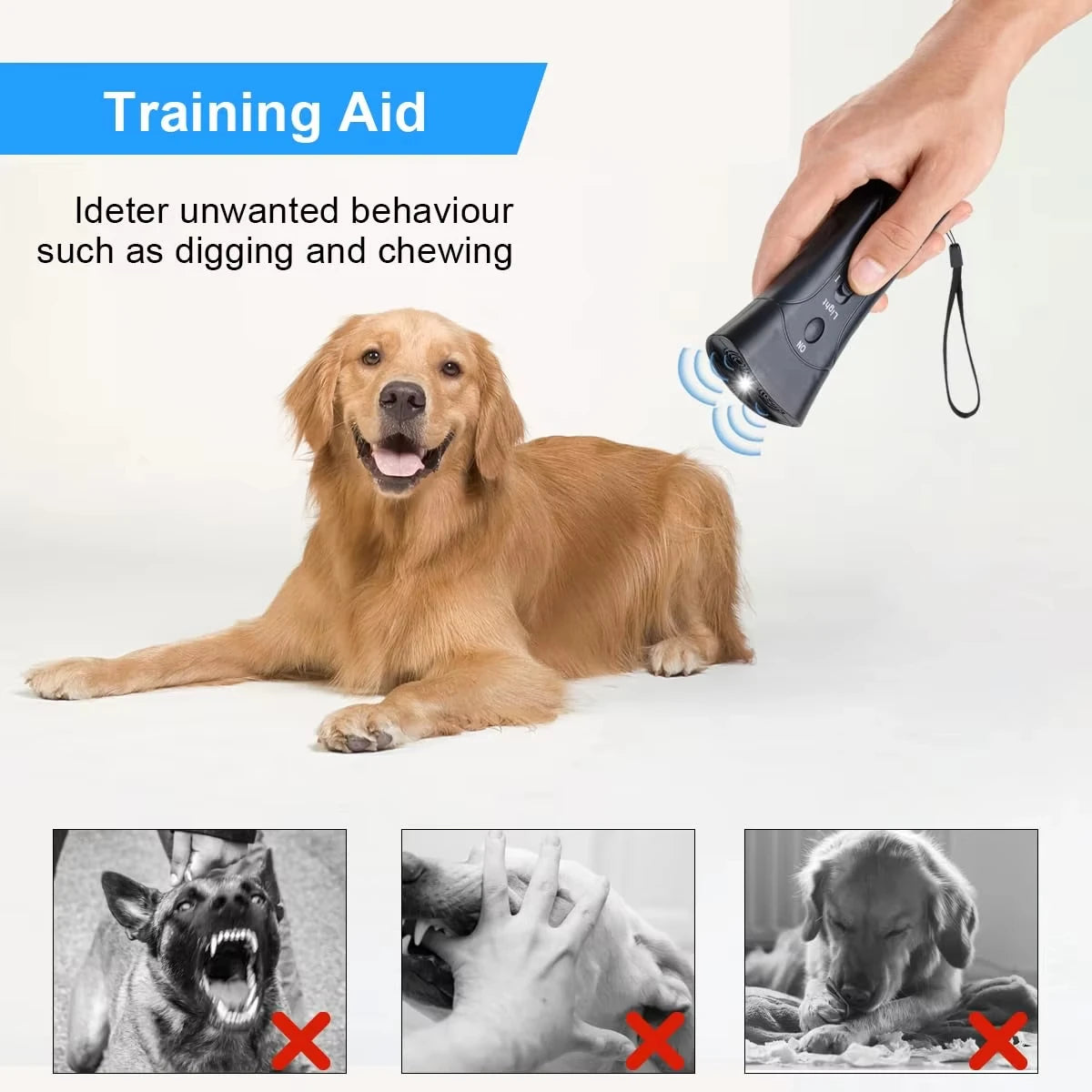 Dual-Action Ultrasonic Pet Anti-Bark Training Device & LED Light Nesta Pets