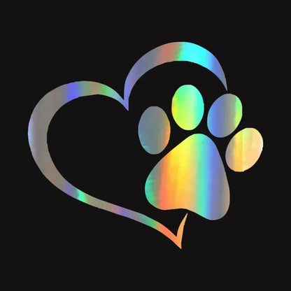 The Glow-Guard Highly Reflective Love Heart Paw Print Car Sticker & Decal Nesta Pets
