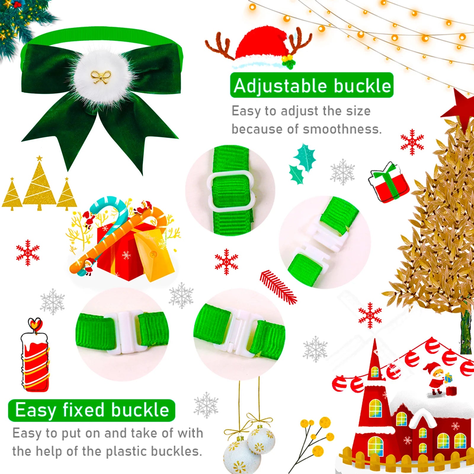 The MRUQ PET 5-Piece Exquisite Christmas Pet Bowtie Set
