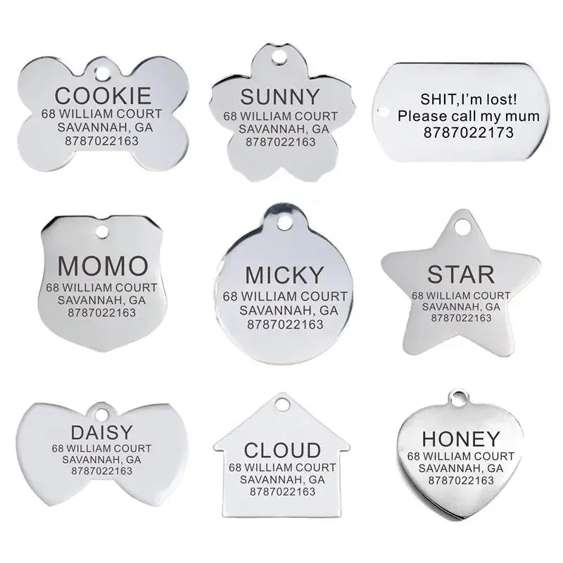 Personalized Pet ID Tag Engraved Stainless Steel Custom Pet ID Tag Nesta Pets
