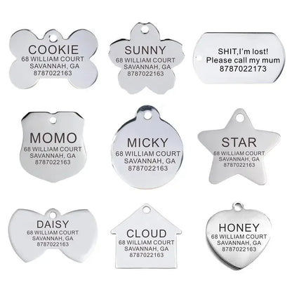 Personalized Pet ID Tag Engraved Stainless Steel Custom Pet ID Tag Nesta Pets
