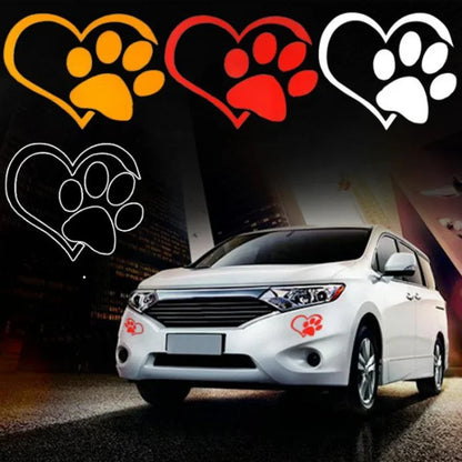 The Glow-Guard Highly Reflective Love Heart Paw Print Car Sticker & Decal Nesta Pets