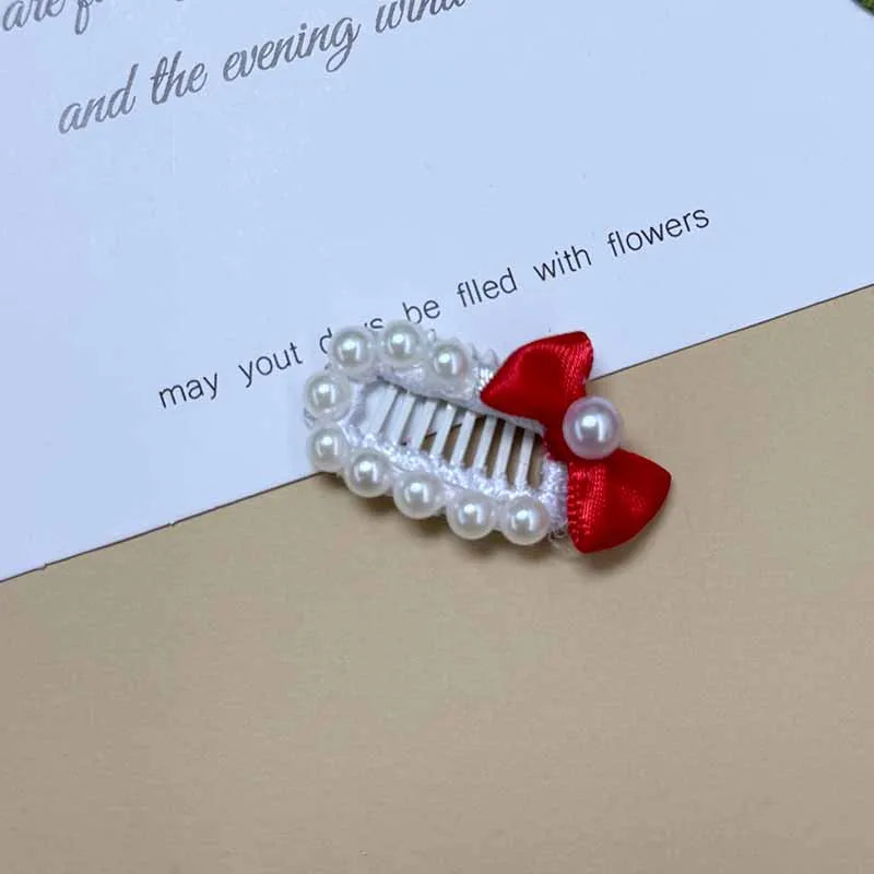 The Royal Crimson Crystal & Pearl Pet Bow Hairpin