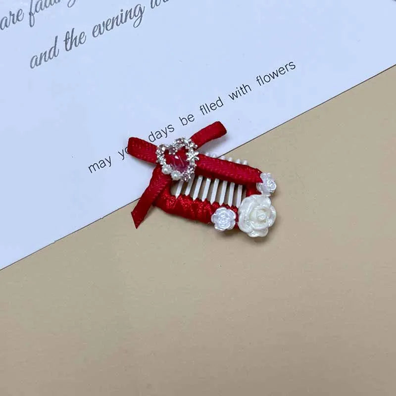The Royal Crimson Crystal & Pearl Pet Bow Hairpin