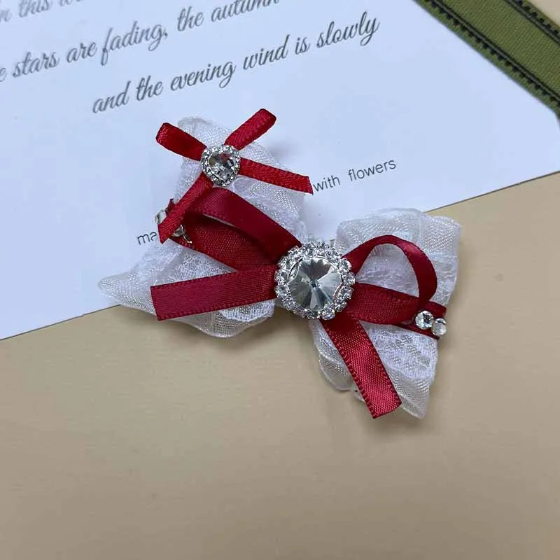 The Royal Crimson Crystal & Pearl Pet Bow Hairpin