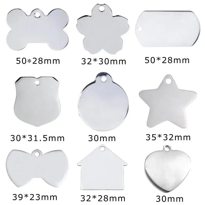 Personalized Pet ID Tag Engraved Stainless Steel Name Tags Collar Accessory Pendant Customized Free Engraving Dog Cat Nameplate