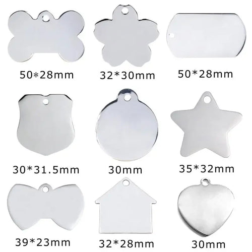 Personalized Pet ID Tag Engraved Stainless Steel Name Tags Collar Accessory Pendant Customized Free Engraving Dog Cat Nameplate