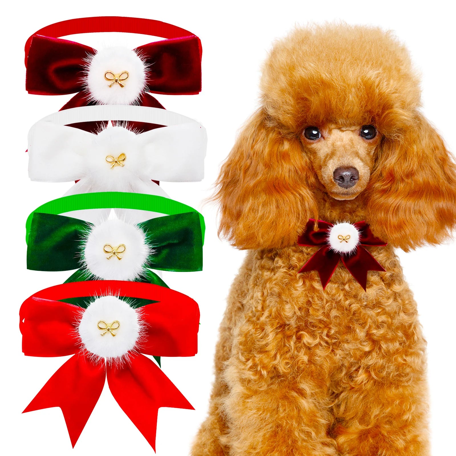 The MRUQ PET 5-Piece Exquisite Christmas Pet Bowtie Set