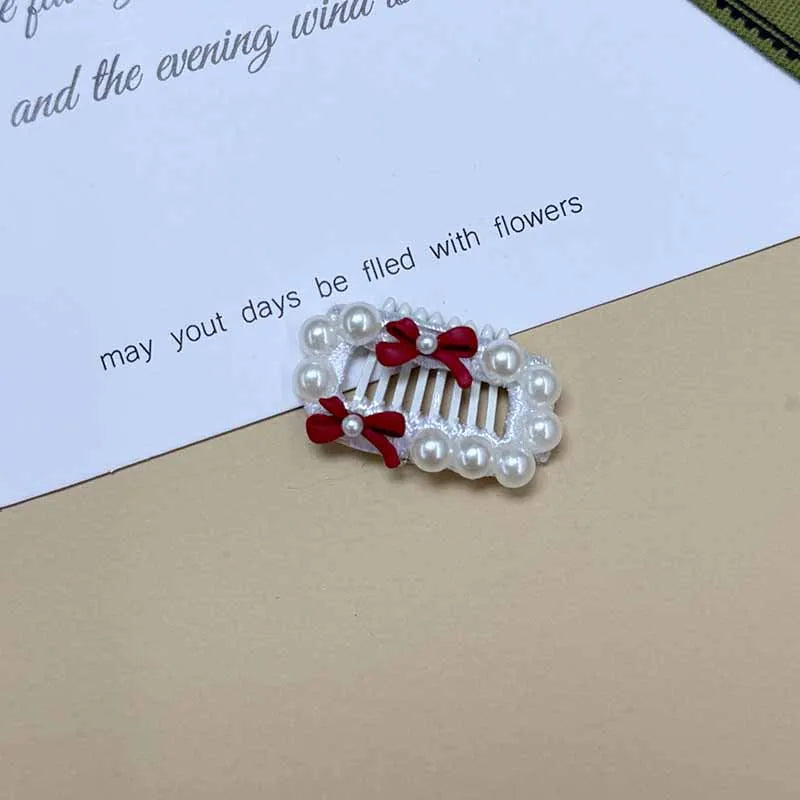 The Royal Crimson Crystal & Pearl Pet Bow Hairpin