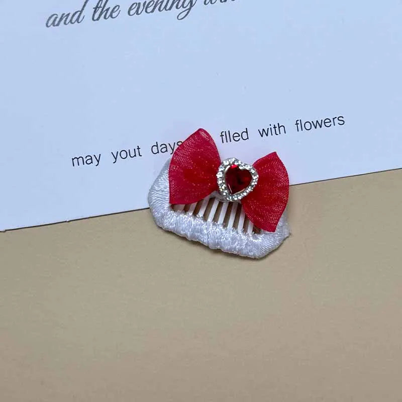 The Royal Crimson Crystal & Pearl Pet Bow Hairpin