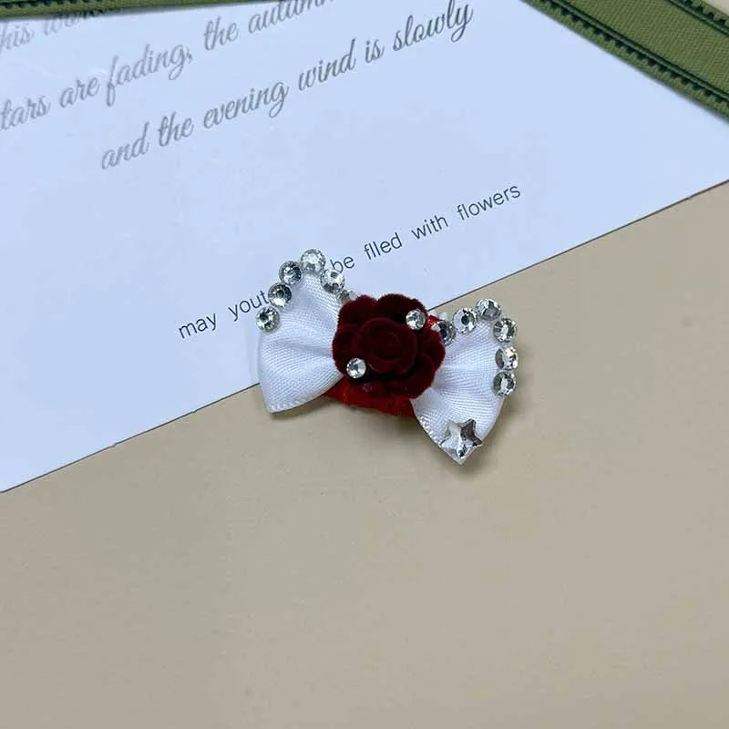 The Royal Crimson Crystal & Pearl Pet Bow Hairpin