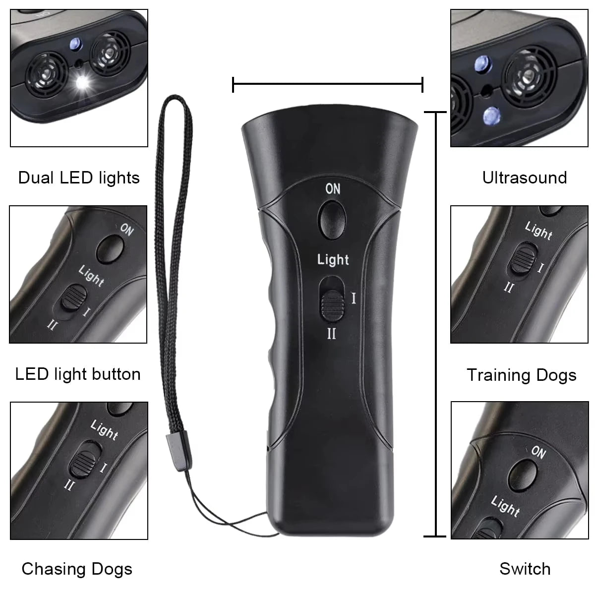 Dual-Action Ultrasonic Pet Anti-Bark Training Device & LED Light Nesta Pets