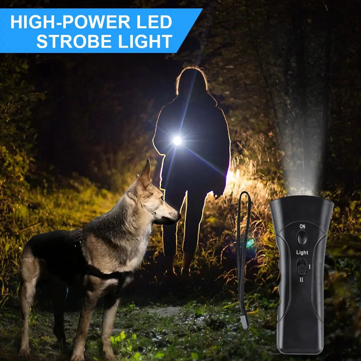 Dual-Action Ultrasonic Pet Anti-Bark Training Device & LED Light Nesta Pets