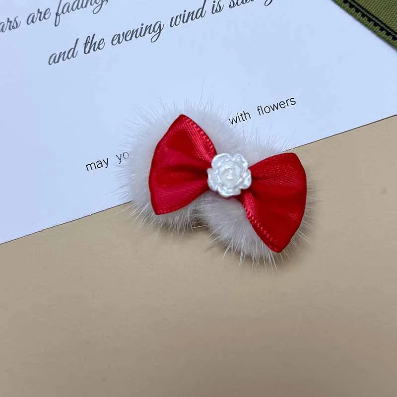 The Royal Crimson Crystal & Pearl Pet Bow Hairpin