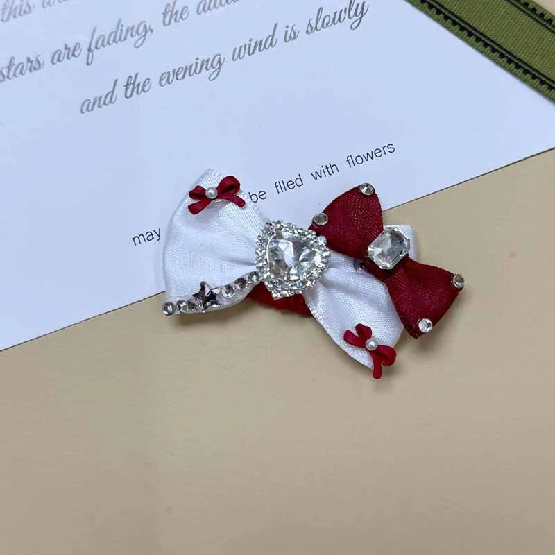 The Royal Crimson Crystal & Pearl Pet Bow Hairpin
