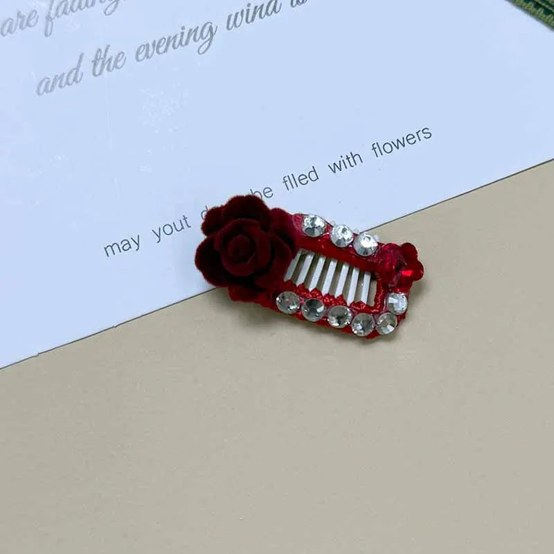 The Royal Crimson Crystal & Pearl Pet Bow Hairpin