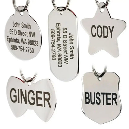 Personalized Pet ID Tag Engraved Stainless Steel Custom Pet ID Tag Nesta Pets