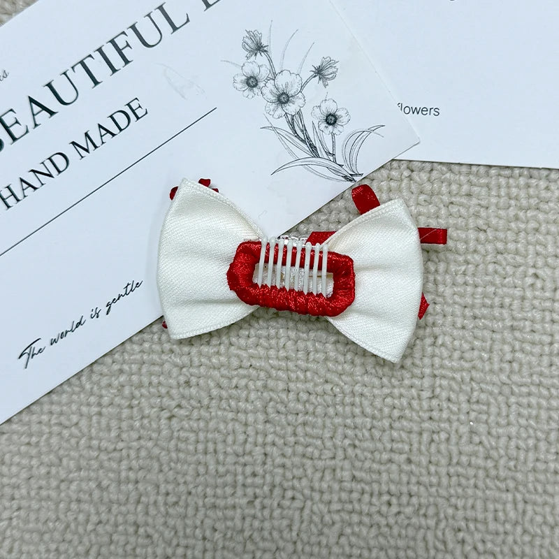 The Royal Crimson Crystal & Pearl Pet Bow Hairpin