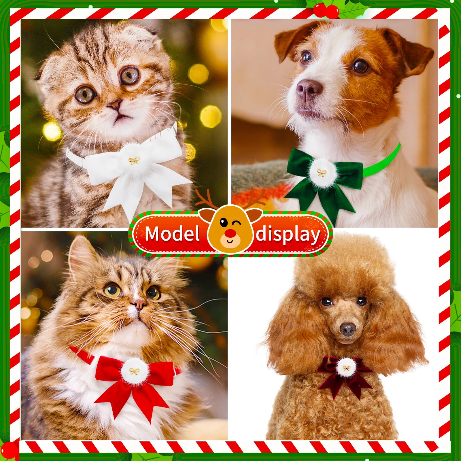 The MRUQ PET 5-Piece Exquisite Christmas Pet Bowtie Set