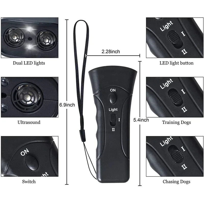 Dual-Action Ultrasonic Pet Anti-Bark Training Device & LED Light Nesta Pets